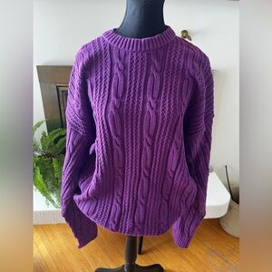 90s Vintage Purple Cable Knit Women's Sweater